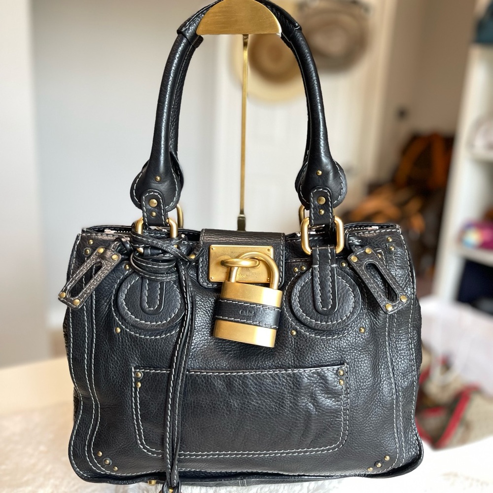 Chloe Black Satchel with Gold Hardware